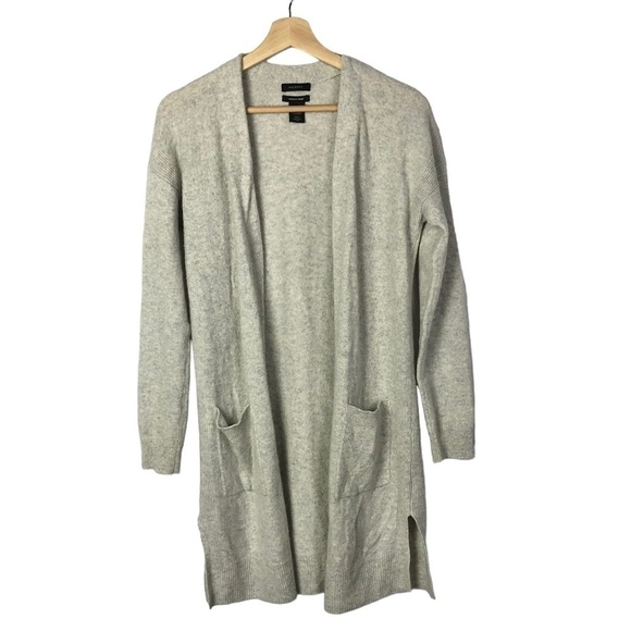 Halogen Light Taupe Wool Cashmere Blend Open Front Cardigan Sweater S - Picture 1 of 3